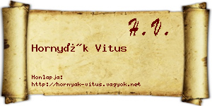 Hornyák Vitus névjegykártya